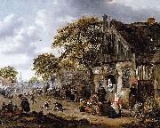 Salomon Rombouts A Village Street Scene oil on canvas